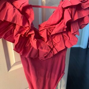 Zara Ruffled Pink Bodysuit new with tags